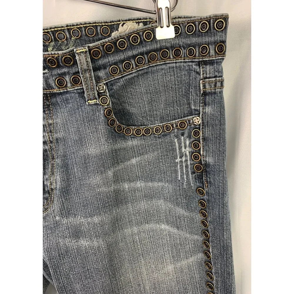 #0684 Xray Mens Jeans Denim 36x32 Blue Distressed Biker Pants